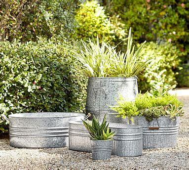 Eclectic Galvanized Metal Planters | Pottery Barn