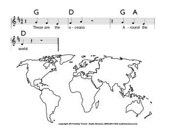 Continents and Oceans Song Sheet Music from "Geography Songs" by Kathy Troxel