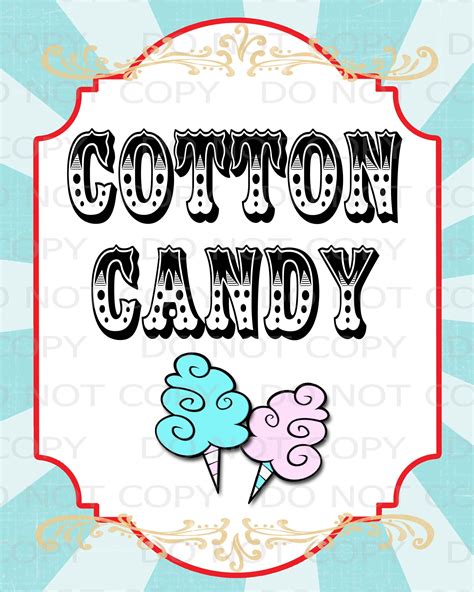 Printable DIY Vintage Circus Cotton Candy Sign 8.5 X - Etsy | Candy signs, Diy printables, Diy ...