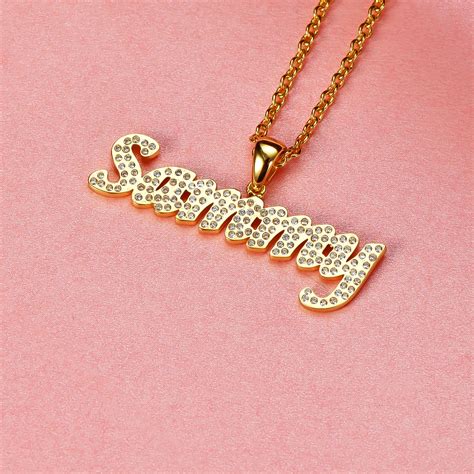 18K Gold Plated Personalized Diamonds Name Necklace – Silviax