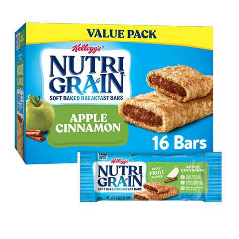 Nutri-Grain Soft Baked Breakfast Bars, Apple Cinnamon, 16 Ct, 20.8 Oz, Box - Walmart.com