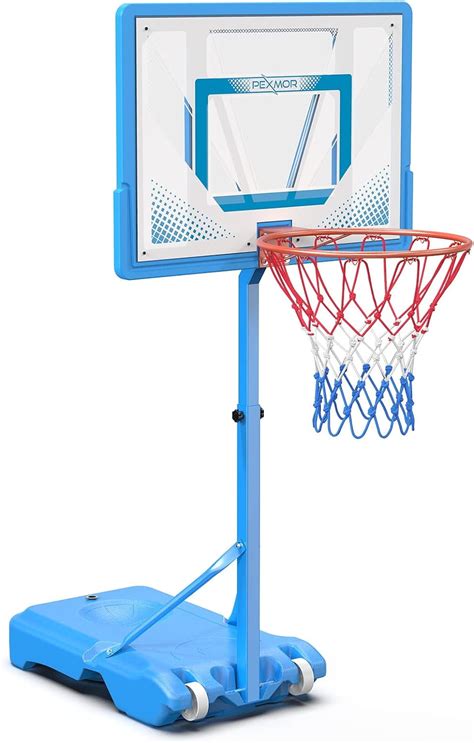 PEXMOR Pool Basketball Hoop Poolside, Portable 45-53" Height Adjustable Basketball Goal System ...