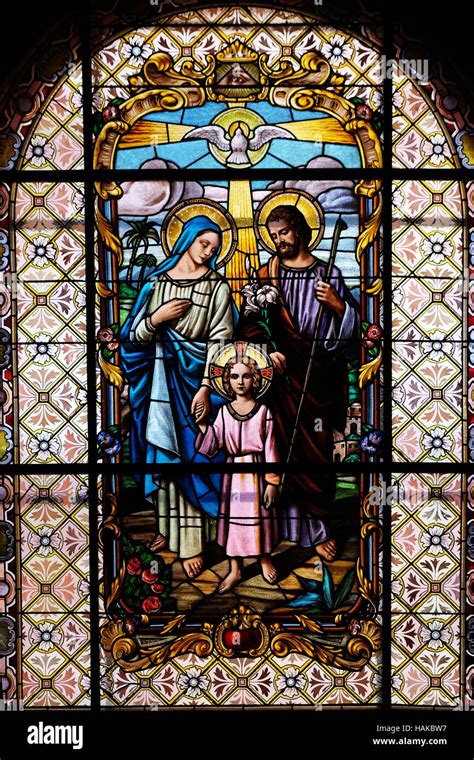 Holy Family, stained glass window in the Parish Church of the ...