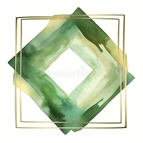 Blue and Gold Watercolor Frame on a White Background Stock Illustration - Illustration of border ...