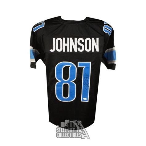 Calvin Johnson Autographed Detroit Black Custom Football Jersey - JSA ...