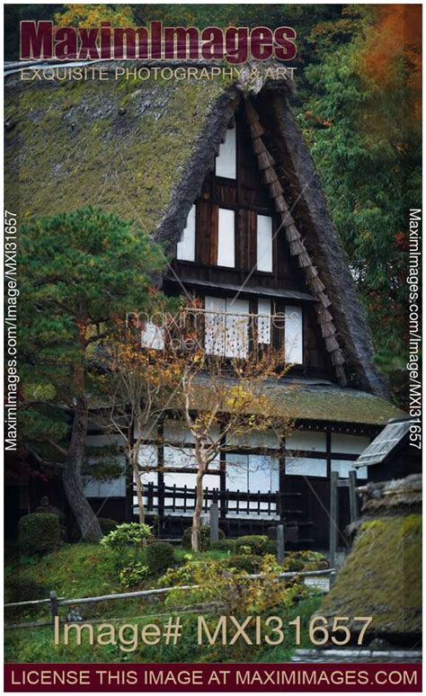 Photo of Traditional Japanese Gassho house with thatched roof at Hida Folk Village Takayama ...