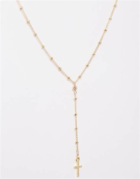 Lyst - Dogeared Gold Plated Love Peace Beaded Y Simple Cross Drop Necklace in Metallic