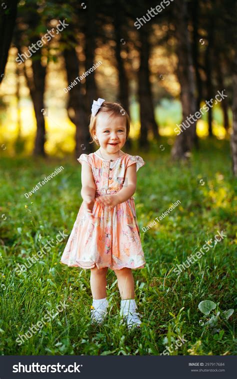 Outdoor Portrait Adorable Smiling Little Girl Stock Photo 297917684 ...