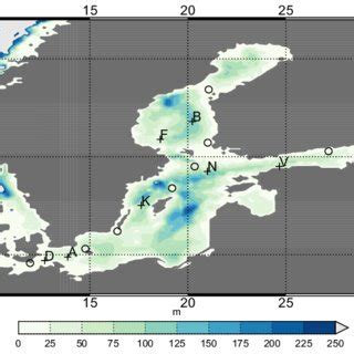 Map of the Baltic Sea with bathymetry and the positions of wave... | Download Scientific Diagram