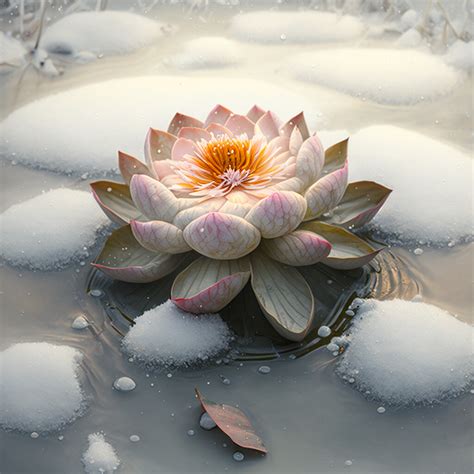 ArtStation - Winter's Fragile Miracle: The Graceful Snow Lotus