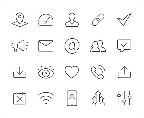 Contacts Icon Set Editable Stroke Weight Pixel Perfect Icons Stock Illustration - Download Image ...