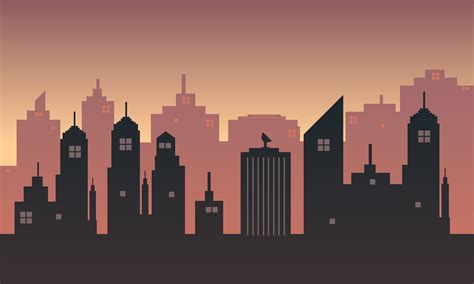 City Silhouette the Background at Sunset Graphic by cityvector91 ...