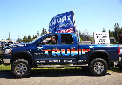 Trump Truck: A man drives a Trump Truck back and forth outside the ...