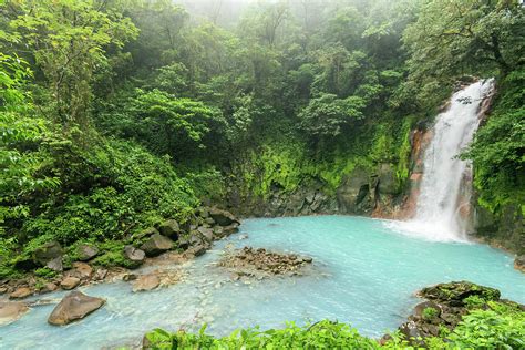 Rio Celeste Waterfall, Tropical Rainforest, Costa Rica Photograph by Nick Hawkins / Naturepl.com ...