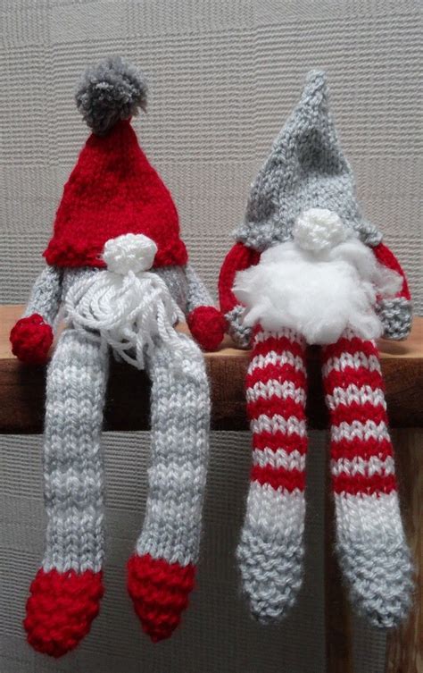 free knitting pattern, knitted christmas gnomes, knit christmas orna ...