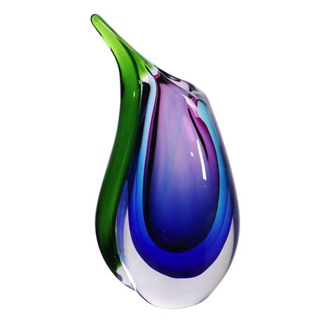 Hand Blown Teardrop Art Glass Vase from Easton, Pennsylvania. Hand-blown glass with sculpted ...