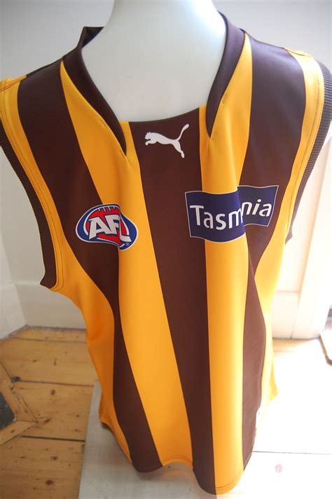 AFL Hawthorn Hawks Footy Jumper TASMANIA sponsors Hawthorn Football Club, Hawthorn Hawks, Afl ...