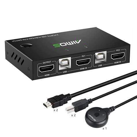 Buy KVM Switch HDMI 2 Port Box, OS USB and HDMI Switches 4 USB Hub, UHD 4K@30Hz, for 2 Computers ...