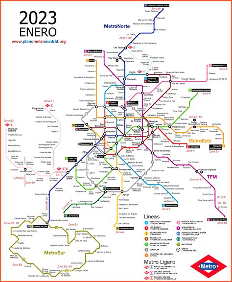 Madrid Metro Map, updated 2023.