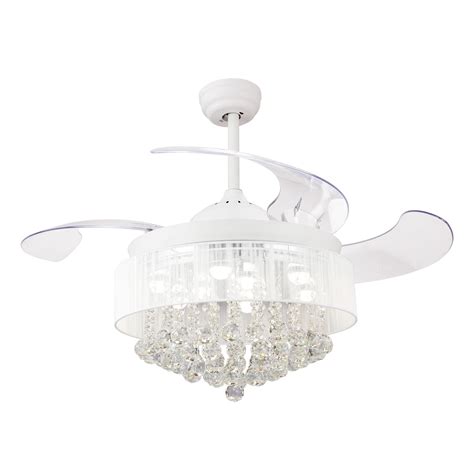 Ceiling Fans with Lights 42" Modern White Ceiling Fan Retractable ...