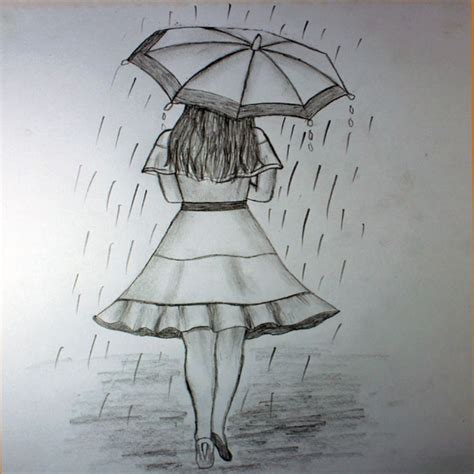 How to draw a girl with umbrella || Rainy day pencil sketch # ...