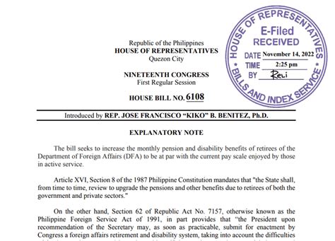 HOUSE BILLS AND RESOLUTIONS of Cong. Kiko Benitez: HB 610