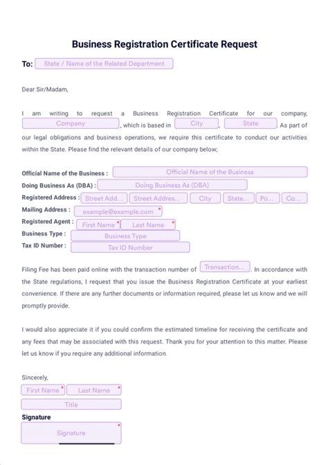 Business Registration Certificate - Sign Templates | Jotform