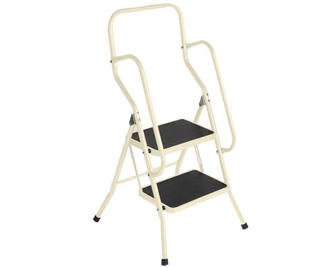 2 Step Safety Ladder Buttermilk Foldable Non Slip Tread Stepladder Kitchen Rail | eBay