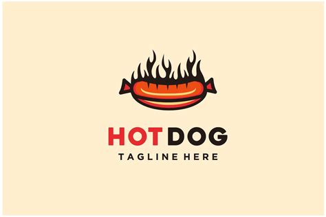 Hot Dog Logo Sausage with Flame Vector Gráfico por sore88 · Creative Fabrica