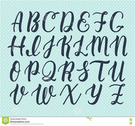 Hand drawn latin calligraphy brush script of capital letters. Calligraphic alphabet. Vector ...