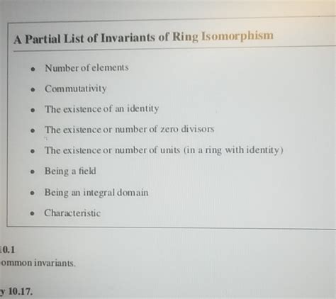 Solved A Partial List of Invariants of Ring Isomorphism • | Chegg.com