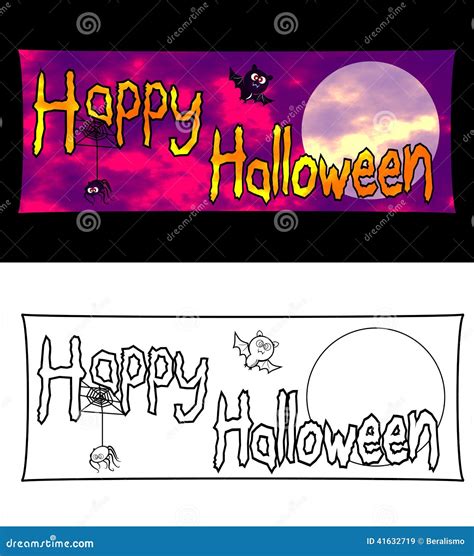 Happy Halloween Banner stock illustration. Illustration of spider ...