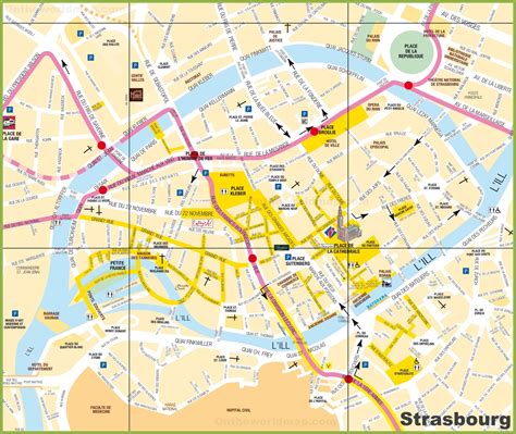 Tourist map of Strasbourg City Centre - Ontheworldmap.com