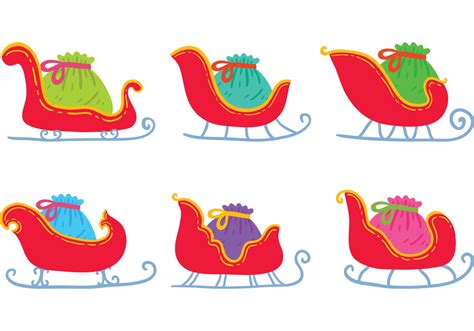 Hand Drawn Santa's Sleigh Vectors - Download Free Vector Art, Stock ...