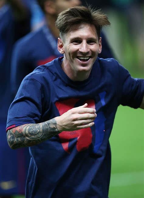 BERLIN, GERMANY - JUNE 06: Lionel Messi of Barcelona celebrates during the UEFA Champions League ...