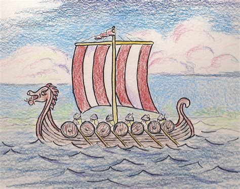 How to Draw a Viking Ship | Boat drawing, Viking art, Ship drawing