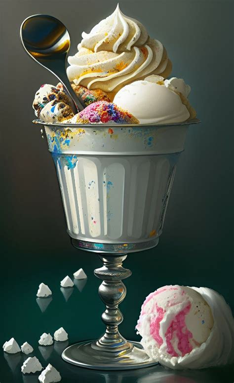 an ice cream sundae with sprinkles and spoon