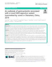 Investigating an Outbreak of GII.8 Sapovirus Variant in China | Course Hero