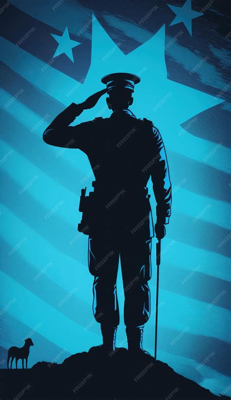 Premium Photo | A silhouette of a soldier saluting the american flag ...