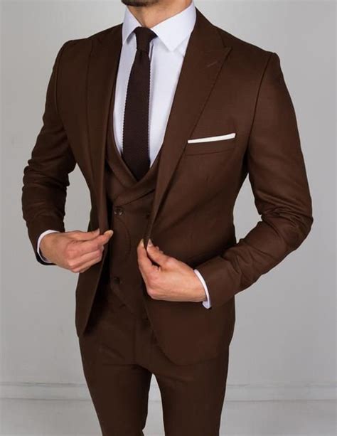 Men Suits 3 Piece Suit Dark Brown Suits for Men Slim Fit - Etsy Australia