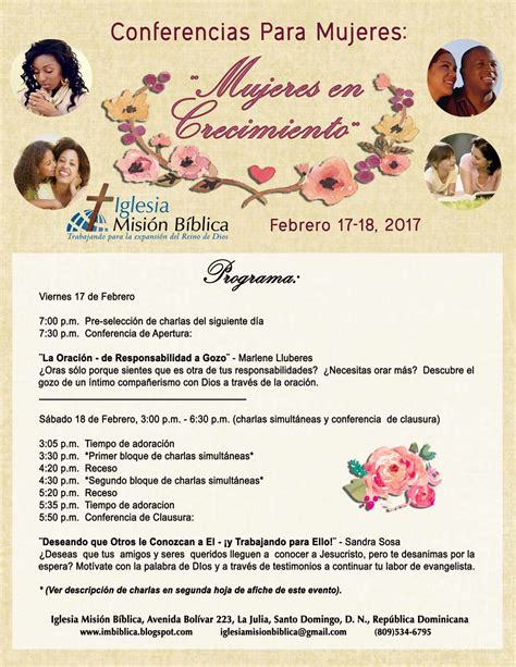 Iglesia Misión Bíblica: Conferencias para Mujeres ¨Mujeres en Crecimiento¨