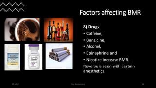 Basal metabolic rate (BMR)- Factors affecting BMR, measurement and clinical significance | PPT