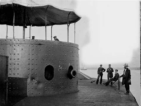 Deck and turret of U.S.S. Monitor seen from the bow (With images) | Uss monitor, Civil war navy ...