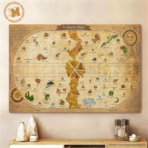 One Piece Grand Line World Map Gift For Fans Decor Poster Canvas - Mugteeco