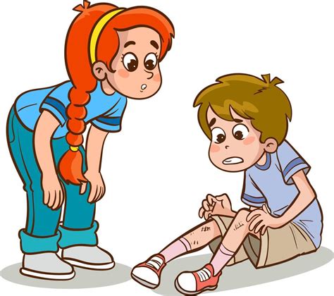 sad knee bleeding boy falling down cartoon vector 22825069 Vector Art ...