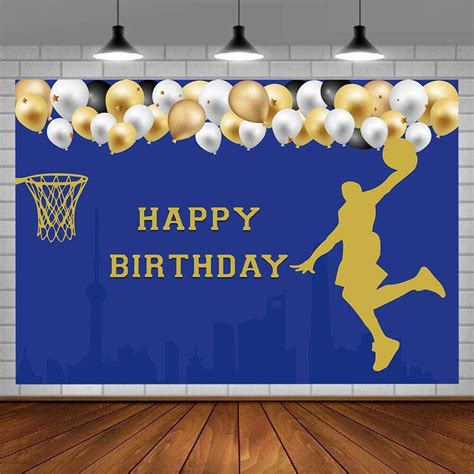 Basketball Photography Backdrop Slam Dunk Sports Theme Happy Birthday Photobooth Background ...