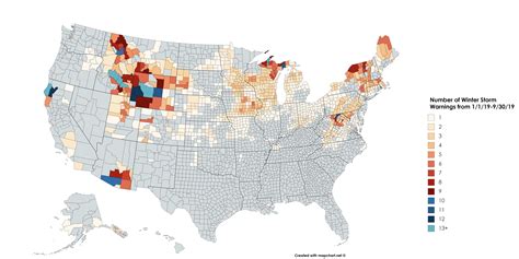 Map of all winter storm warnings from 1/1/19-9/30/19 —more info in ...