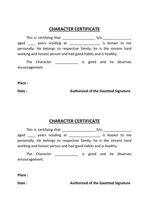 character certificate format by gazetted officer pdf download - Scribd india