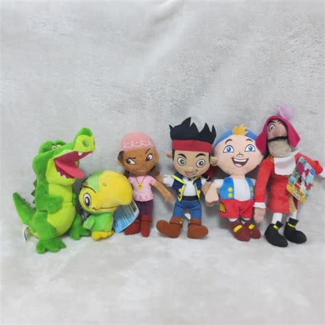 6pcs/lot Jake and the Neverland Pirates Plush Toys Izzy, cubby, jake, skully, hook the captain ...