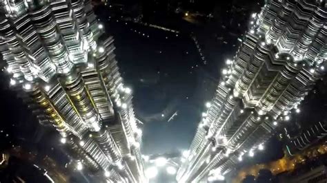 Twin Tower Petronas Kuala Lumpur Night Aerial View - YouTube